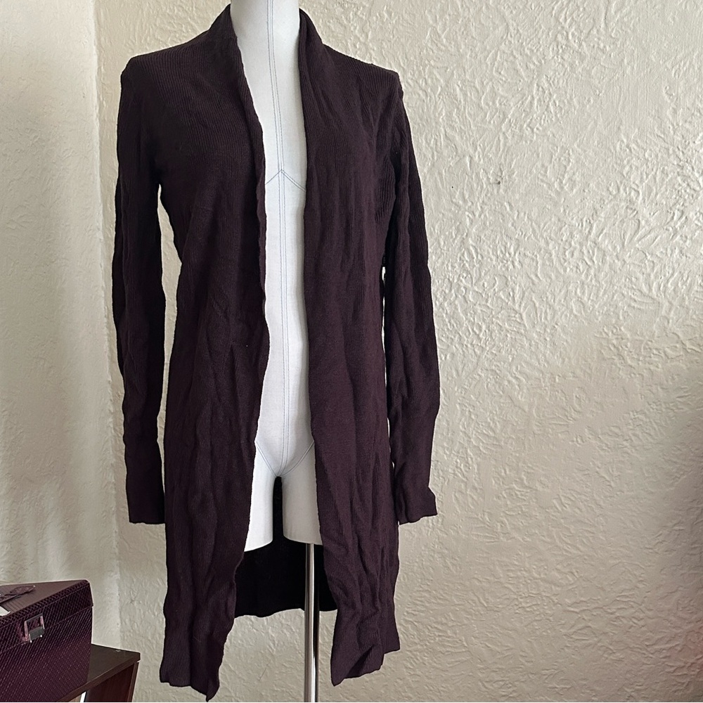 Nordstrom Leith Burgundy Fudge Heather Ribbed Cardigan Sweater XS NWT